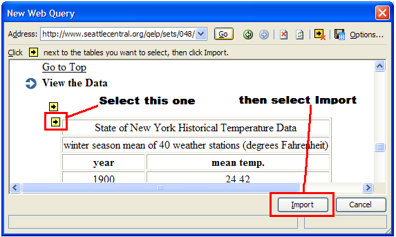 Using Excel To Import Data From The Internet