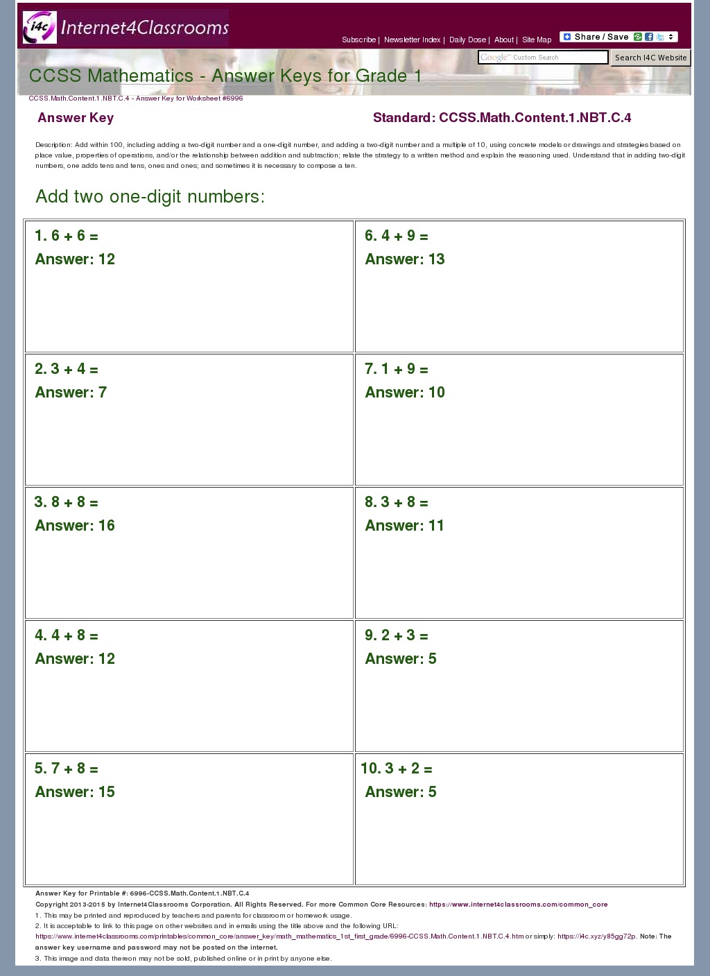 Answer Key Download Worksheet 6996 CCSS Math Content 1 NBT C 4