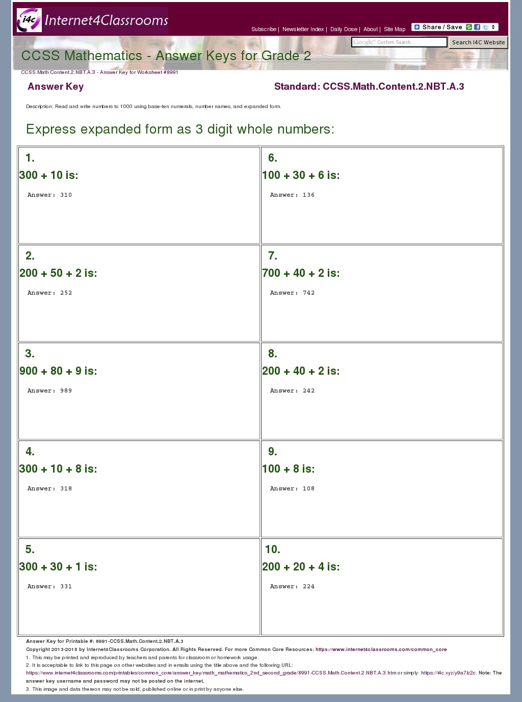 4 Nbt 3 Worksheets Answer Key