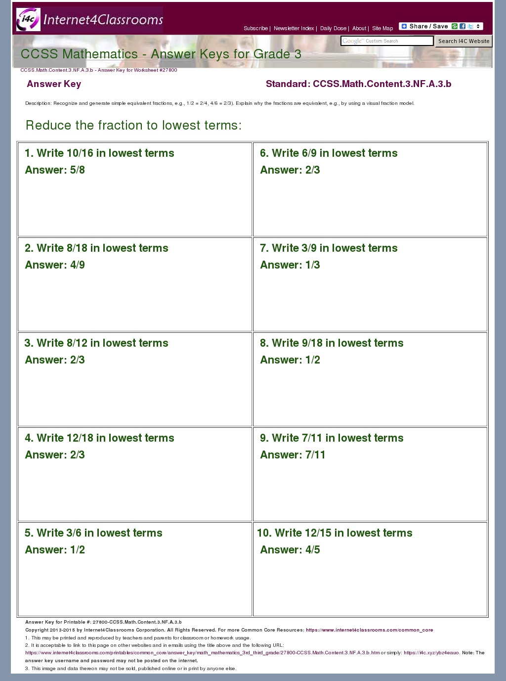 Generate Equivalent Fractions 6.2 Answer Key