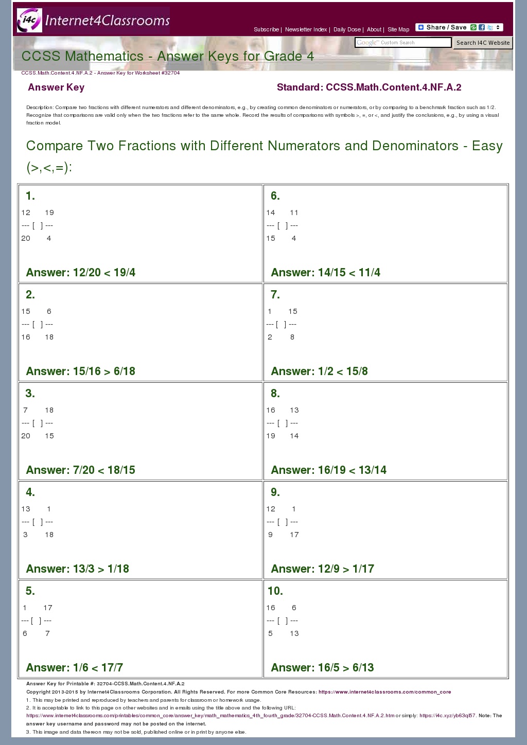 Answer Key For Zearn 4Th Grade Answer Key Download Worksheet 26506 CCSS Math Content