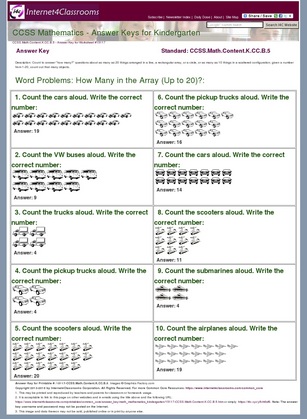 Answer Key Download - Worksheet #15117. CCSS.Math.Content.K.CC.B.5