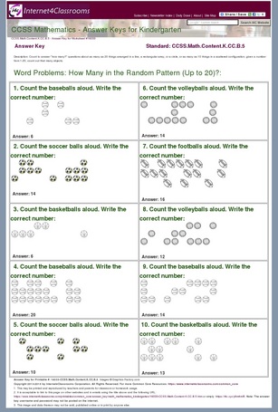 Answer Key Download - Worksheet #16033. CCSS.Math.Content.K.CC.B.5