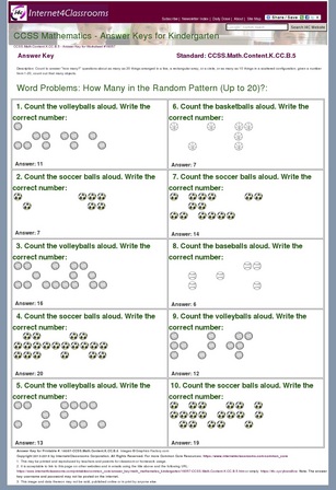 Answer Key Download - Worksheet #16057. CCSS.Math.Content.K.CC.B.5