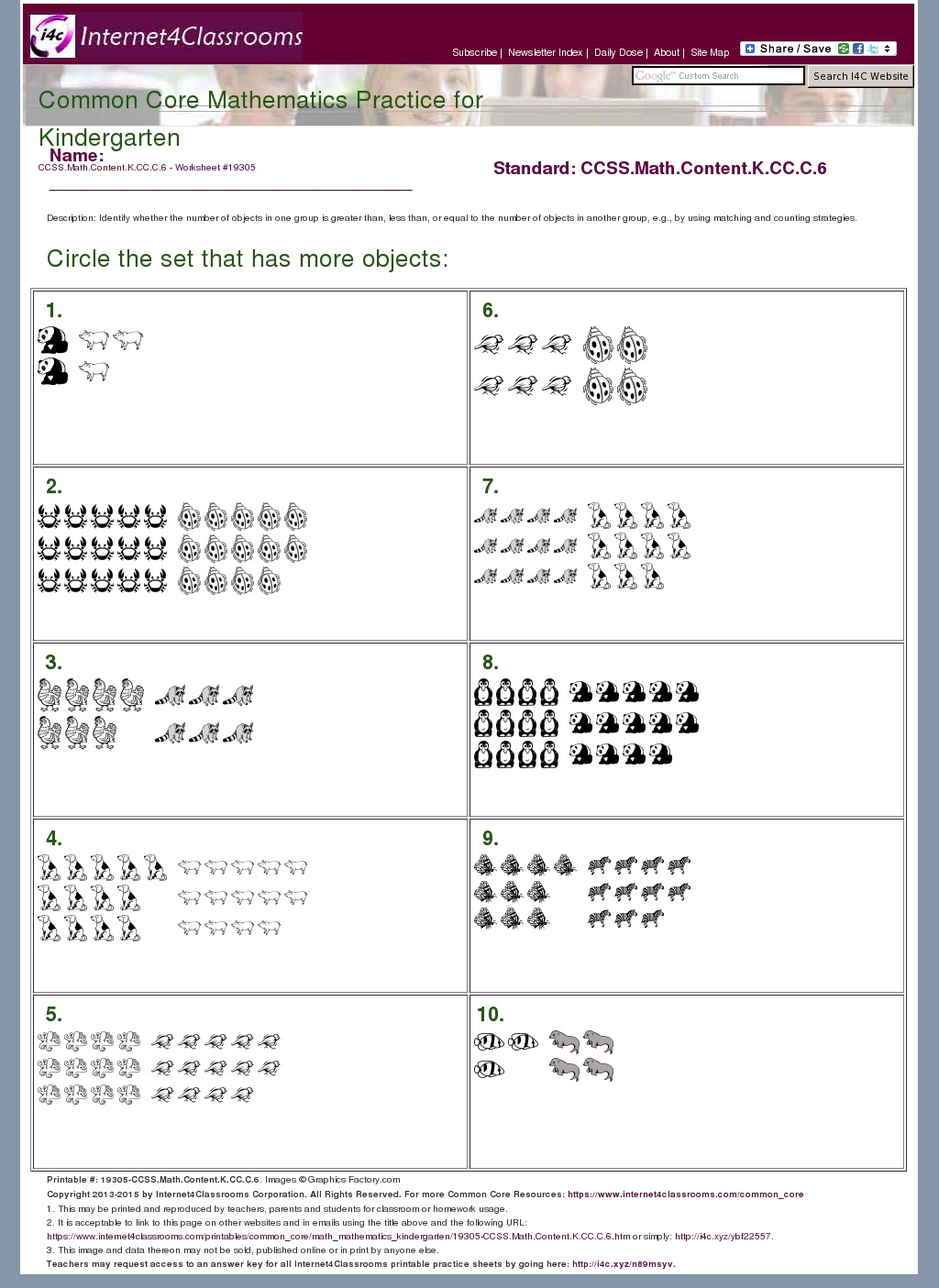 Description Download Worksheet 19305 CCSS Math Content K CC C 6